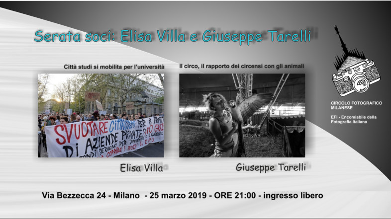 25 marzo 2019 – ore 21:00 – Serata soci con Elisa Villa e Giuseppe Tarelli